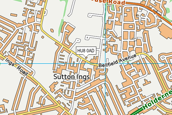 HU8 0AD map - OS VectorMap District (Ordnance Survey)