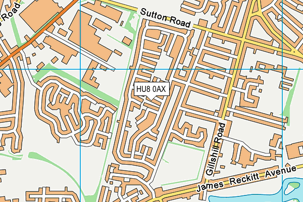 HU8 0AX map - OS VectorMap District (Ordnance Survey)