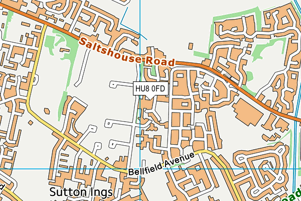 HU8 0FD map - OS VectorMap District (Ordnance Survey)