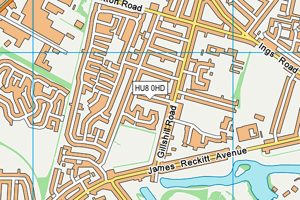 HU8 0HD map - OS VectorMap District (Ordnance Survey)