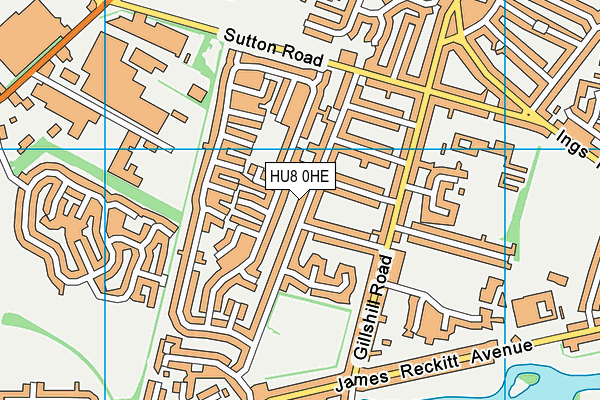 HU8 0HE map - OS VectorMap District (Ordnance Survey)