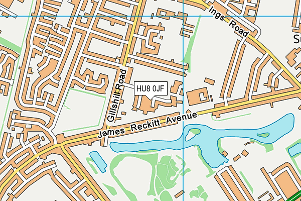HU8 0JF map - OS VectorMap District (Ordnance Survey)
