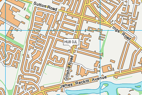 HU8 0JL map - OS VectorMap District (Ordnance Survey)