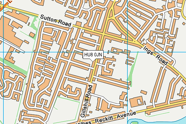 HU8 0JN map - OS VectorMap District (Ordnance Survey)