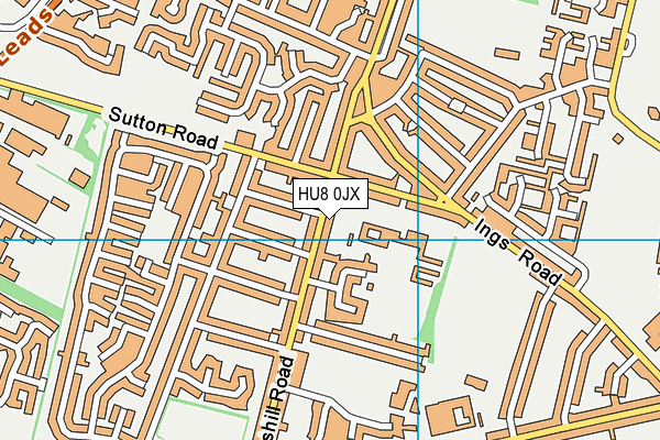 HU8 0JX map - OS VectorMap District (Ordnance Survey)