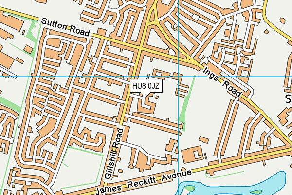 HU8 0JZ map - OS VectorMap District (Ordnance Survey)