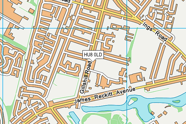 HU8 0LD map - OS VectorMap District (Ordnance Survey)