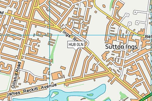 HU8 0LN map - OS VectorMap District (Ordnance Survey)