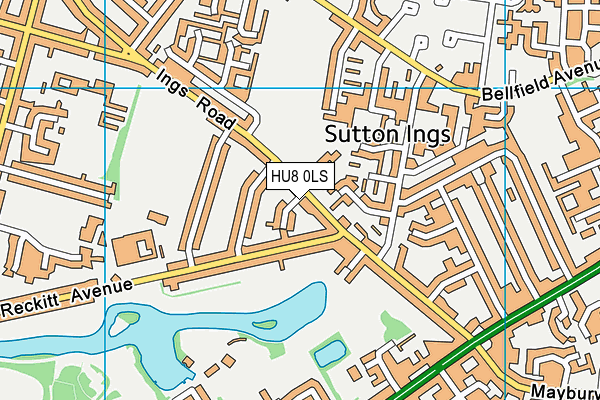HU8 0LS map - OS VectorMap District (Ordnance Survey)