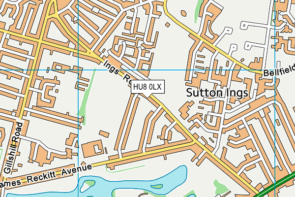 HU8 0LX map - OS VectorMap District (Ordnance Survey)