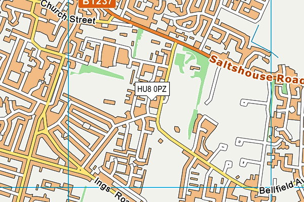HU8 0PZ map - OS VectorMap District (Ordnance Survey)
