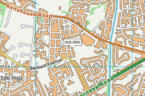 HU8 0RW map - OS VectorMap District (Ordnance Survey)