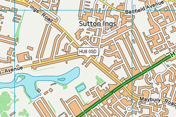 HU8 0SD map - OS VectorMap District (Ordnance Survey)