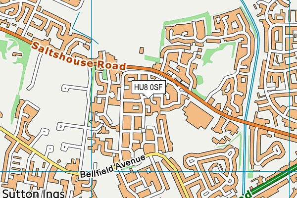 HU8 0SF map - OS VectorMap District (Ordnance Survey)