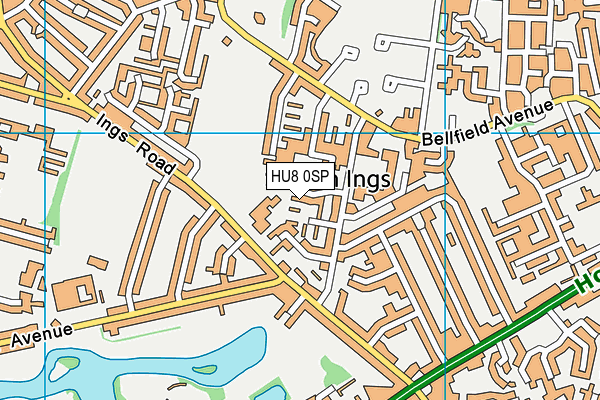 HU8 0SP map - OS VectorMap District (Ordnance Survey)