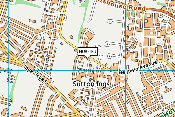 HU8 0SU map - OS VectorMap District (Ordnance Survey)