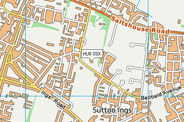 HU8 0SX map - OS VectorMap District (Ordnance Survey)