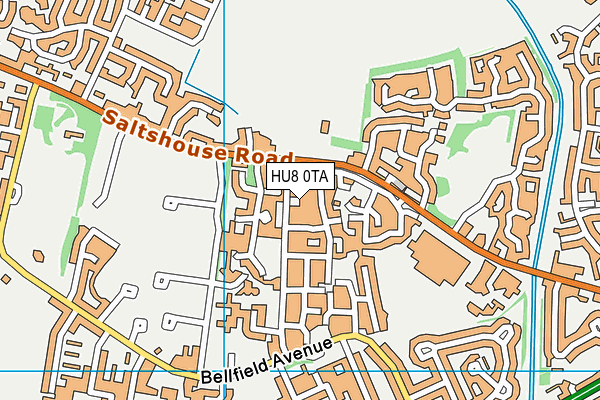 HU8 0TA map - OS VectorMap District (Ordnance Survey)