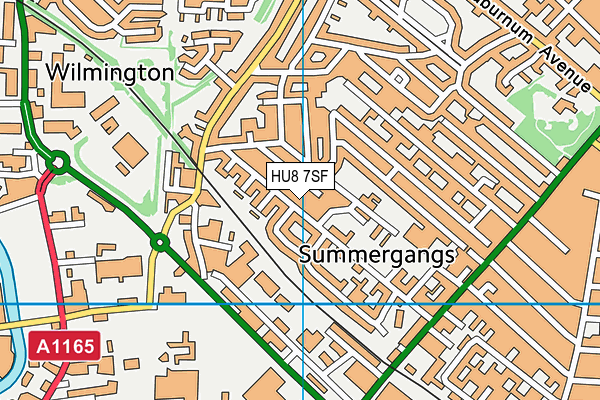 HU8 7SF map - OS VectorMap District (Ordnance Survey)