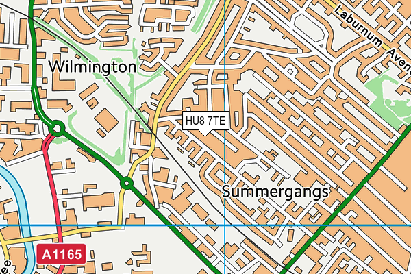 HU8 7TE map - OS VectorMap District (Ordnance Survey)