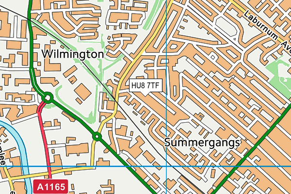 HU8 7TF map - OS VectorMap District (Ordnance Survey)