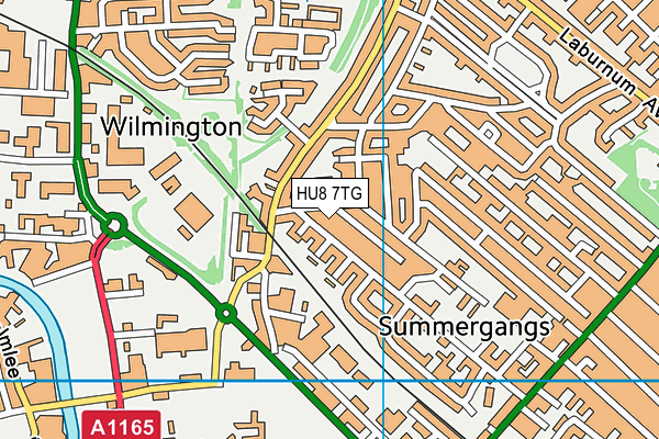 HU8 7TG map - OS VectorMap District (Ordnance Survey)