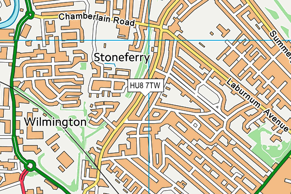 HU8 7TW map - OS VectorMap District (Ordnance Survey)