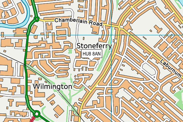 HU8 8AN map - OS VectorMap District (Ordnance Survey)