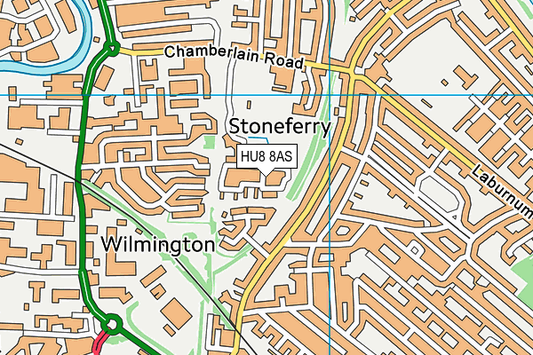 HU8 8AS map - OS VectorMap District (Ordnance Survey)