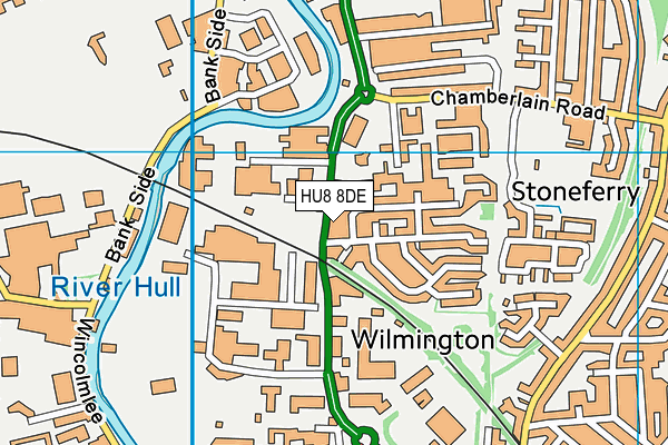HU8 8DE map - OS VectorMap District (Ordnance Survey)