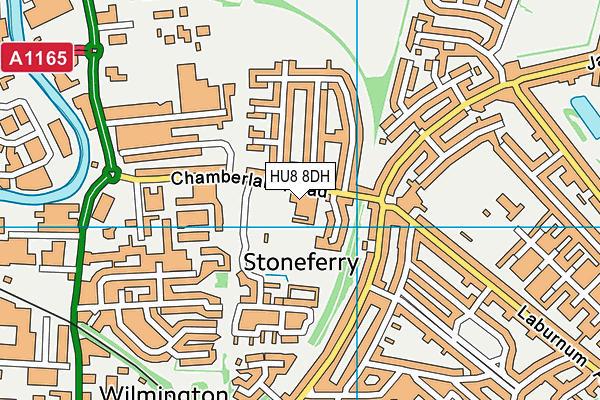 HU8 8DH map - OS VectorMap District (Ordnance Survey)