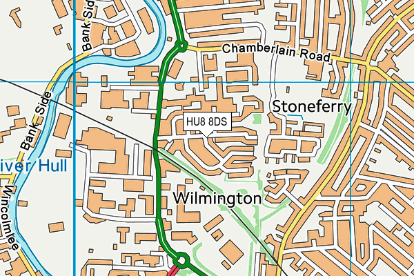 HU8 8DS map - OS VectorMap District (Ordnance Survey)