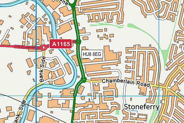 HU8 8EG map - OS VectorMap District (Ordnance Survey)