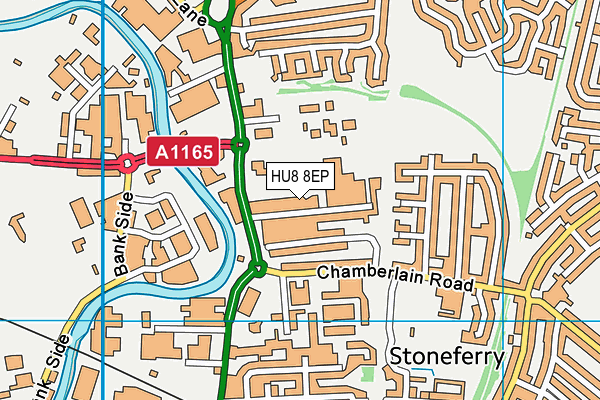 HU8 8EP map - OS VectorMap District (Ordnance Survey)