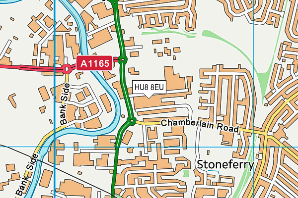 HU8 8EU map - OS VectorMap District (Ordnance Survey)