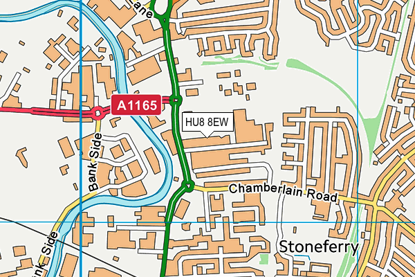 HU8 8EW map - OS VectorMap District (Ordnance Survey)