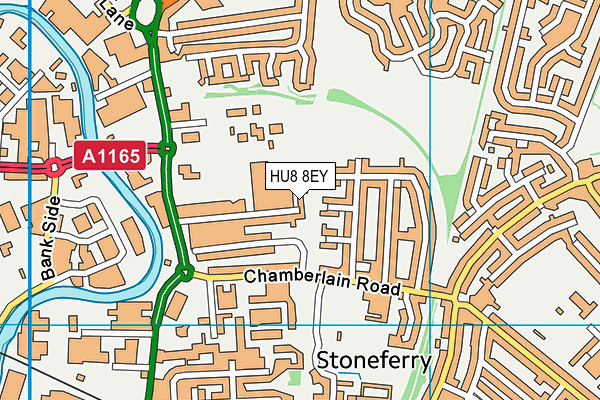 HU8 8EY map - OS VectorMap District (Ordnance Survey)