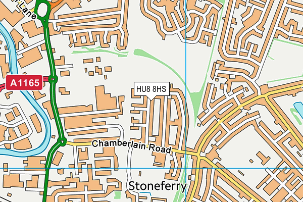 HU8 8HS map - OS VectorMap District (Ordnance Survey)