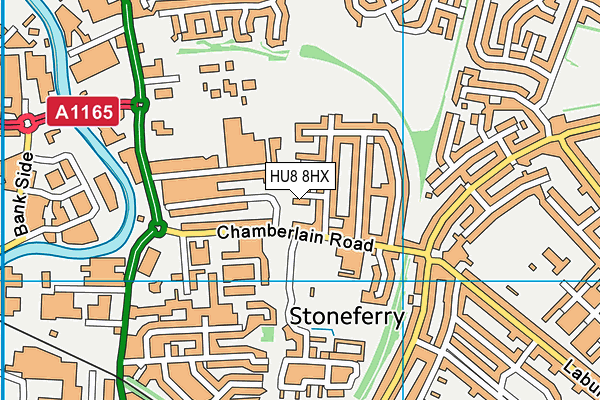 HU8 8HX map - OS VectorMap District (Ordnance Survey)