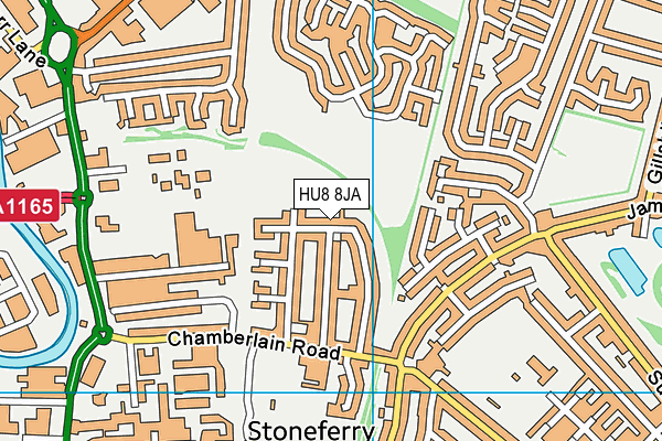 HU8 8JA map - OS VectorMap District (Ordnance Survey)