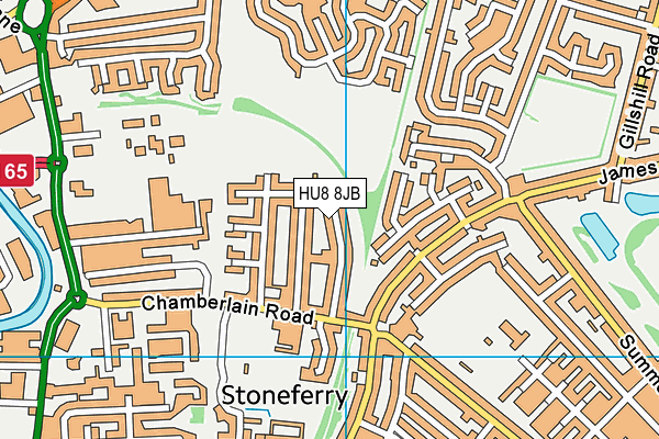 HU8 8JB map - OS VectorMap District (Ordnance Survey)