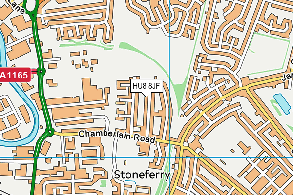 HU8 8JF map - OS VectorMap District (Ordnance Survey)