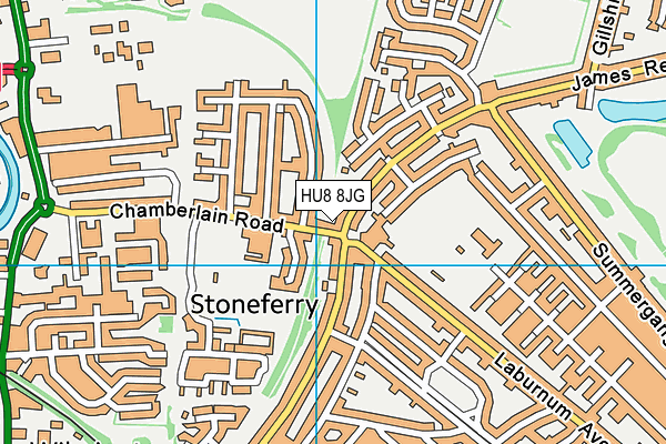 HU8 8JG map - OS VectorMap District (Ordnance Survey)