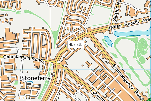 HU8 8JL map - OS VectorMap District (Ordnance Survey)