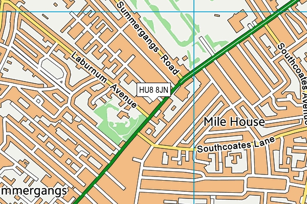 HU8 8JN map - OS VectorMap District (Ordnance Survey)