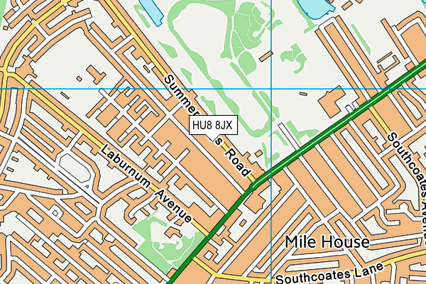 HU8 8JX map - OS VectorMap District (Ordnance Survey)