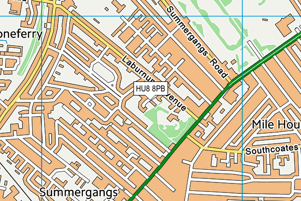HU8 8PB map - OS VectorMap District (Ordnance Survey)