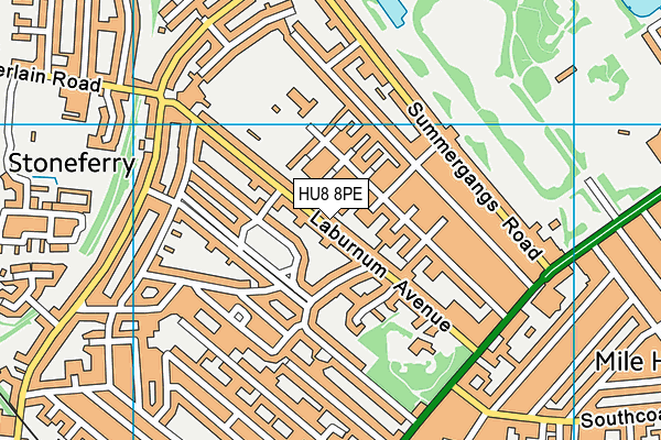 HU8 8PE map - OS VectorMap District (Ordnance Survey)