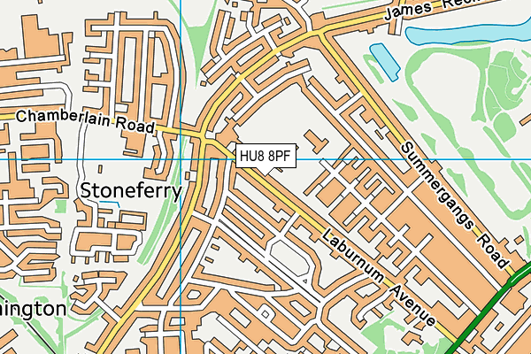 HU8 8PF map - OS VectorMap District (Ordnance Survey)