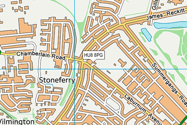 HU8 8PG map - OS VectorMap District (Ordnance Survey)